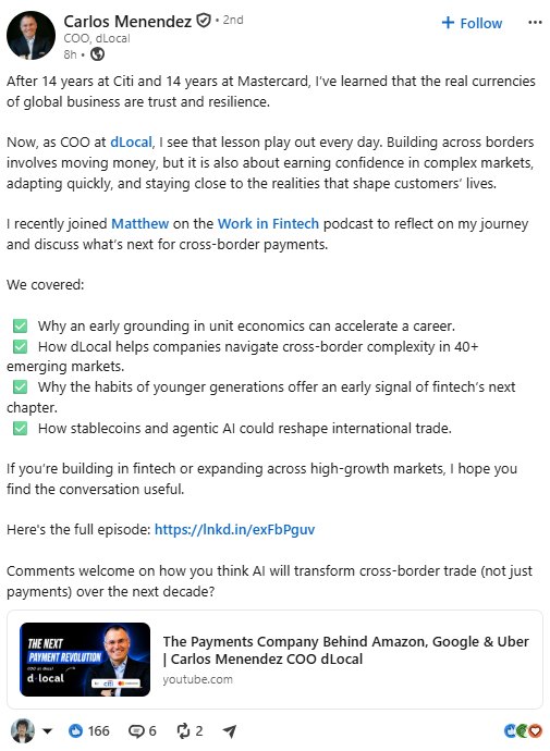 Guest amplification: a ready-to-publish post created around a Work in Fintech episode